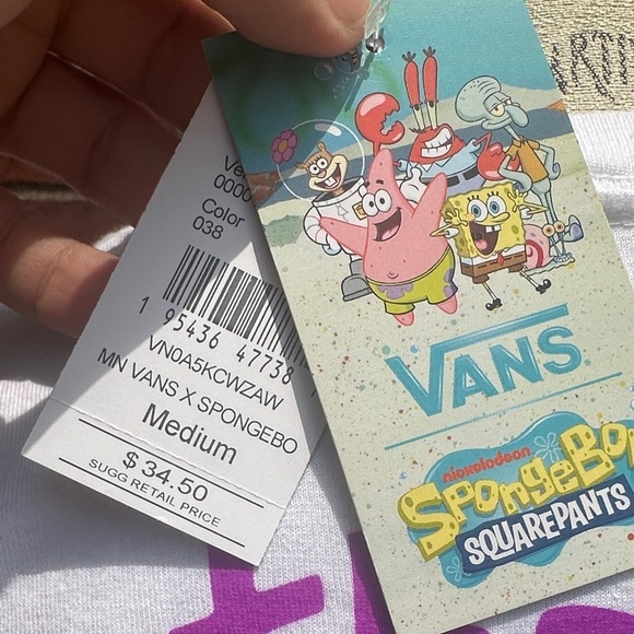 Vans White Tee SpongeBob Vibrant Rainbow  HG - Picture 5 of 5